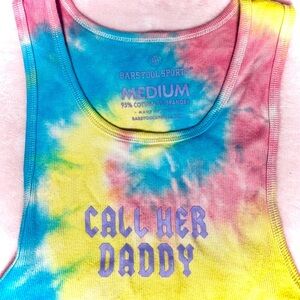 Barstool Sports Tie-Dye “Call Her Daddy” Ribbed Tank Top – Size Medium